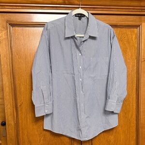 Elizabeth and James Navy Striped Button Down Shirt